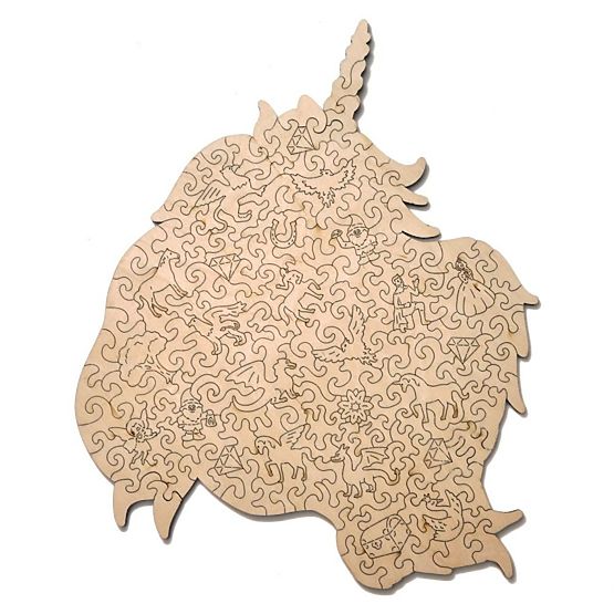 Barevné dřevěné puzzle - jednorožec