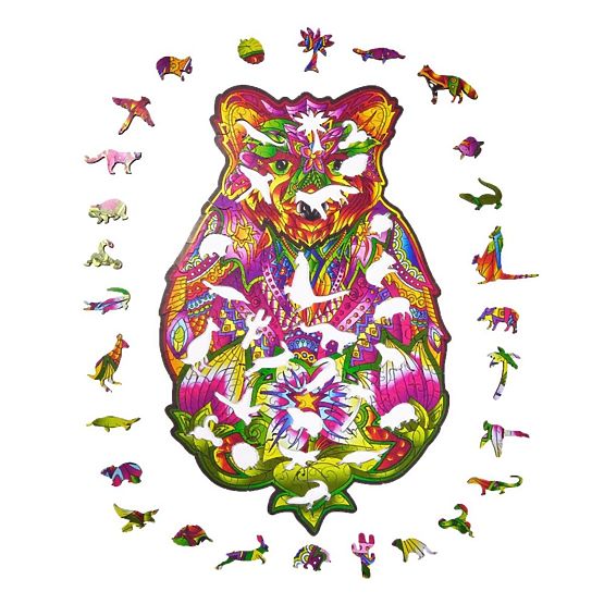 Barevné dřevěné puzzle - medvěd