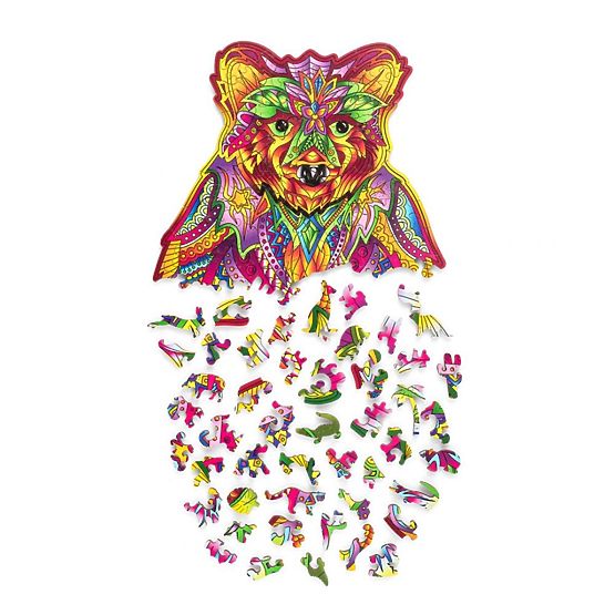 Barevné dřevěné puzzle - medvěd