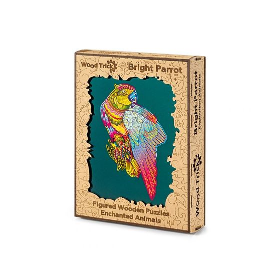 Barevné dřevěné puzzle - papoušek