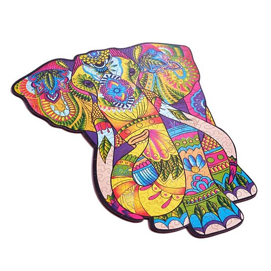 Barevné dřevěné puzzle - slon
