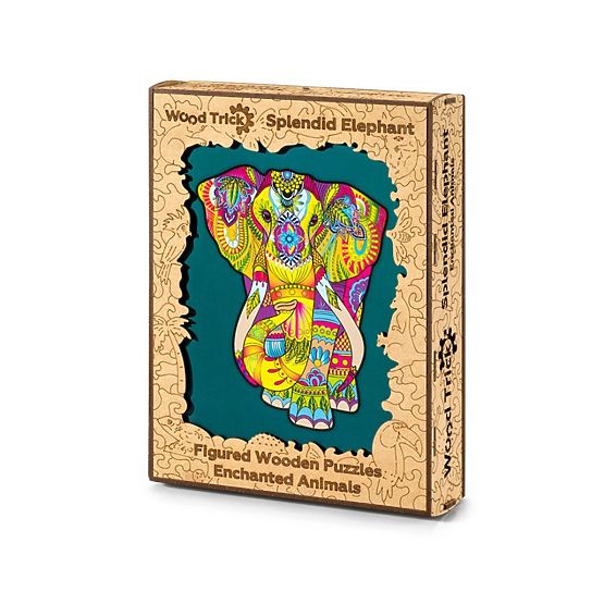 Barevné dřevěné puzzle - slon