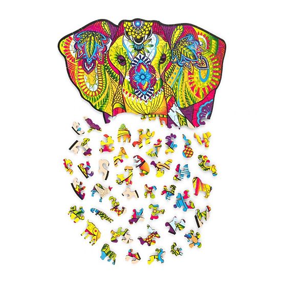 Barevné dřevěné puzzle - slon