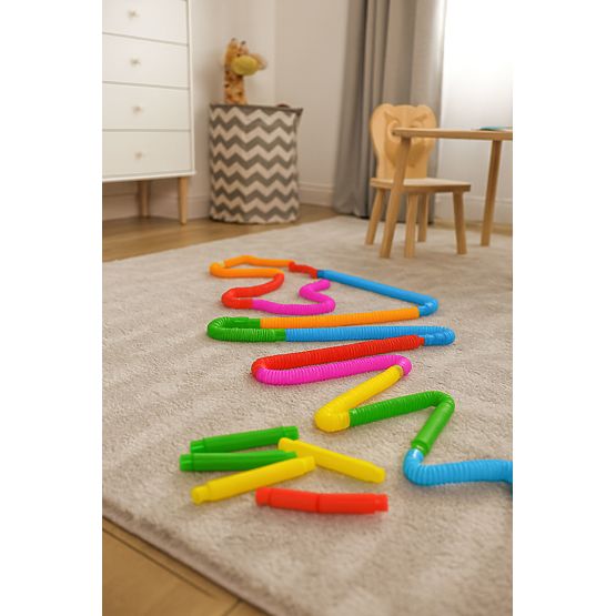 Barevné smyslové trubky pop tube pro děti antistresové trubky k propojení 60 kusů
