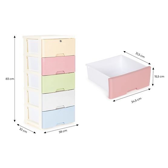 Barevný policový regál na kolečkách Five