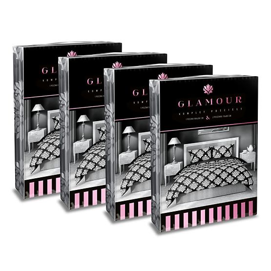 Bavlněné povlečení Glamour černobílé 140x200cm + 70x90cm