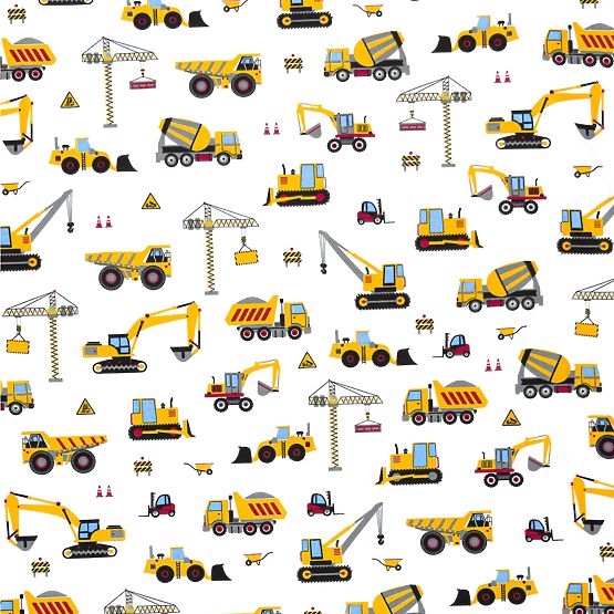 Bavlněné prostěradlo - stavební stroje