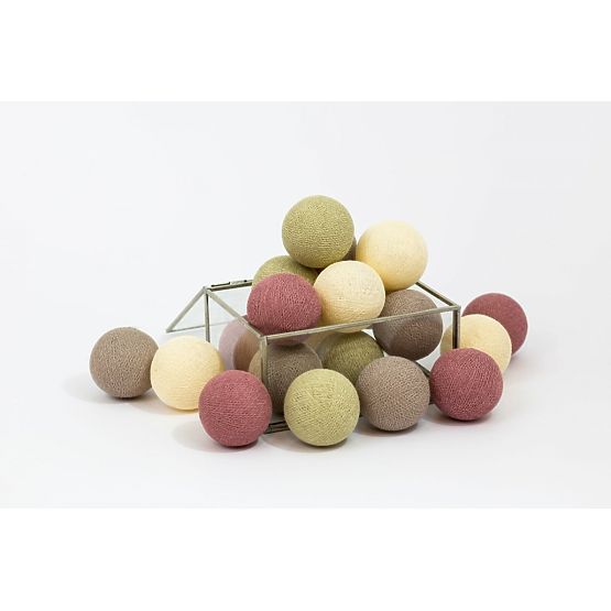 Bavlněné svítící LED kuličky Cotton Balls -  latte rose