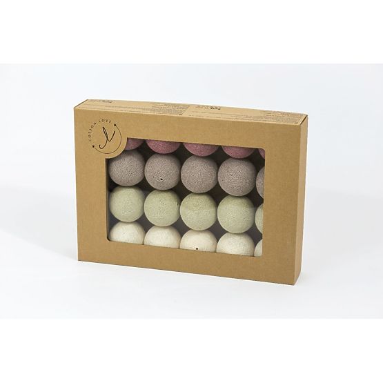 Bavlněné svítící LED kuličky Cotton Balls -  latte rose