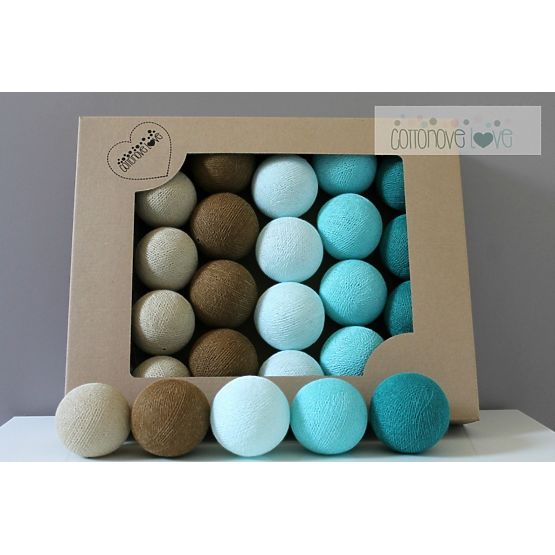 Bavlněné svítící LED kuličky Cotton Balls - tyrkysové