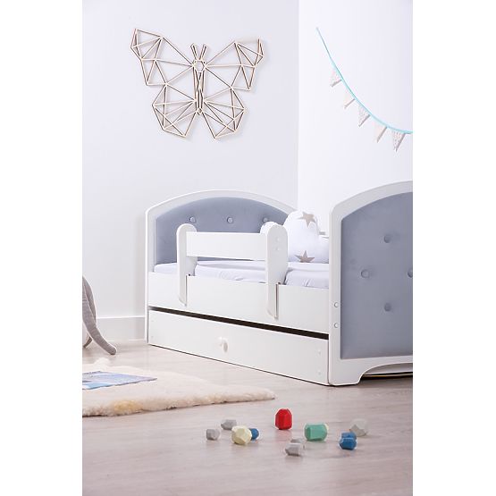 Bazar - Čalouněná postel Luna se zábranou- světle šedá