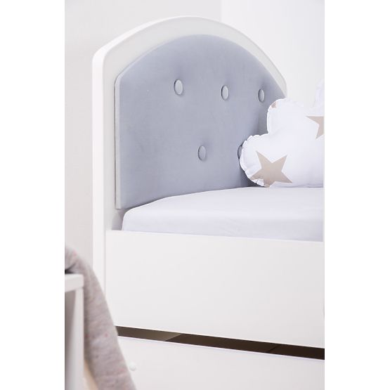 Bazar - Čalouněná postel Luna se zábranou- světle šedá