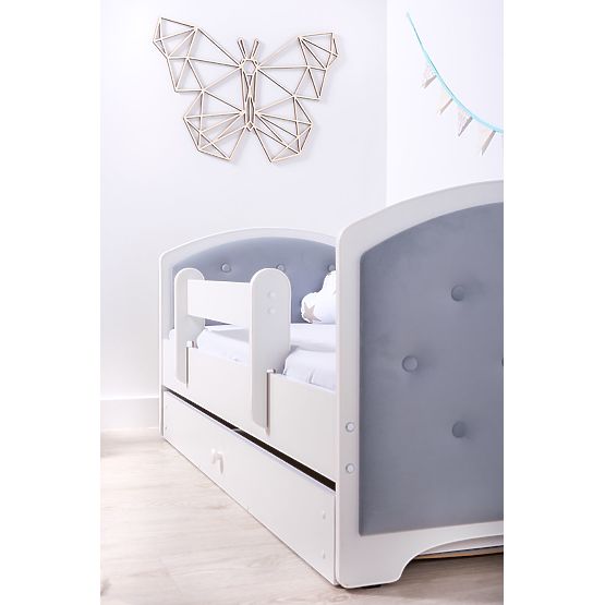 Bazar - Čalouněná postel Luna se zábranou- světle šedá