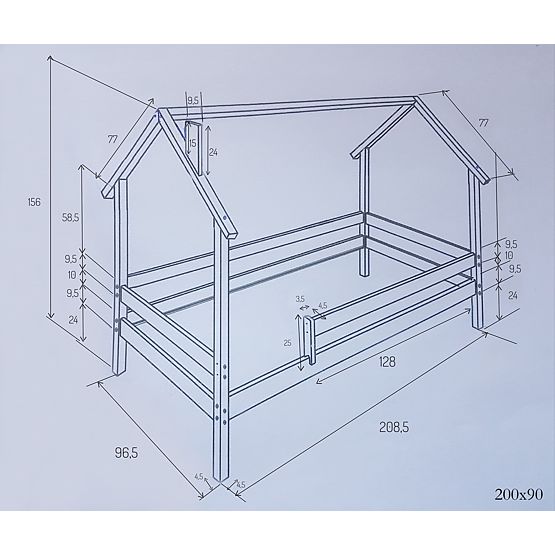 Bazar - Dětská domečková postel Frank SCANDI - bílá-přírodní