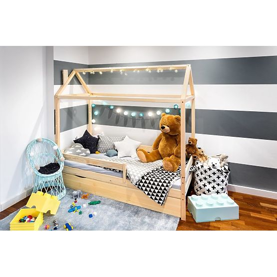 BAZAR Dětská postel domeček Paul 180x80 cm - přírodní - bez úložného prostoru