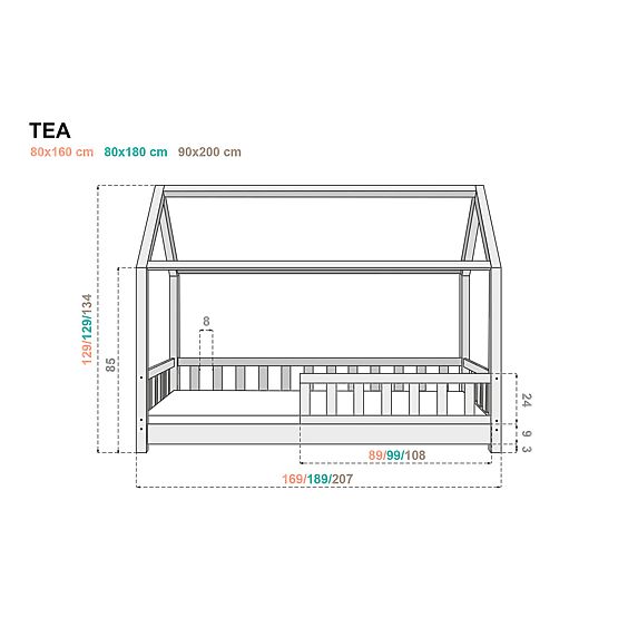 Bazar - Dětská postel domeček se zábranou Tea - přírodní