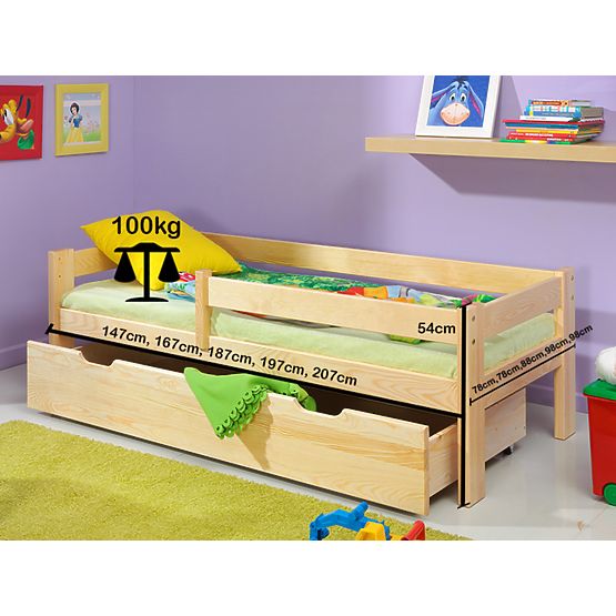 BAZAR Dětská postel se zábranou Buk  190x90cm - bez úložného prostoru