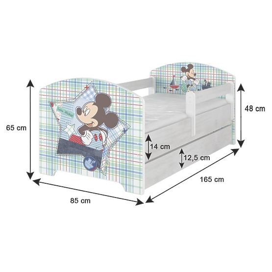 Bazar - Dětská postel se zábranou - Minnie Mouse v Paříži - dekor norská borovice