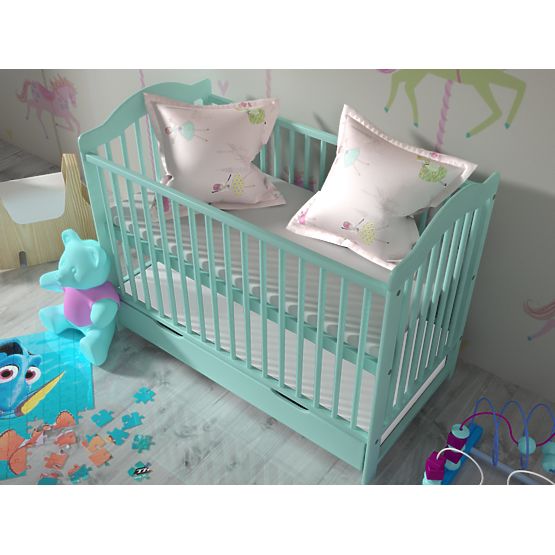 BAZAR Dětská postýlka Alek mátová bez úložného prostoru