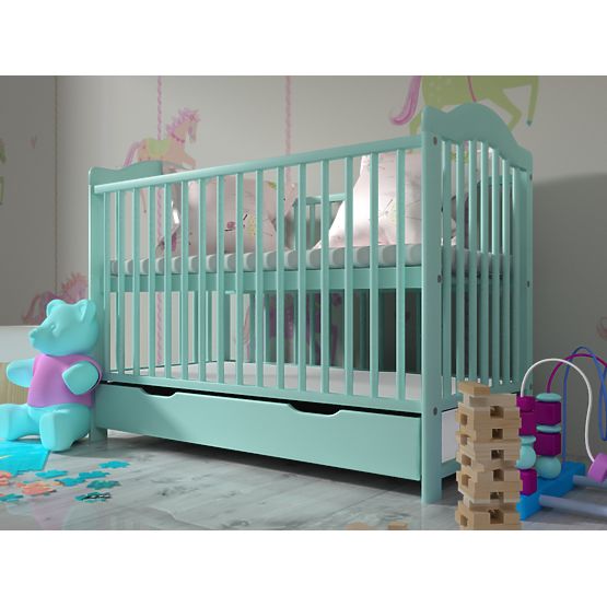 BAZAR Dětská postýlka Alek mátová bez úložného prostoru