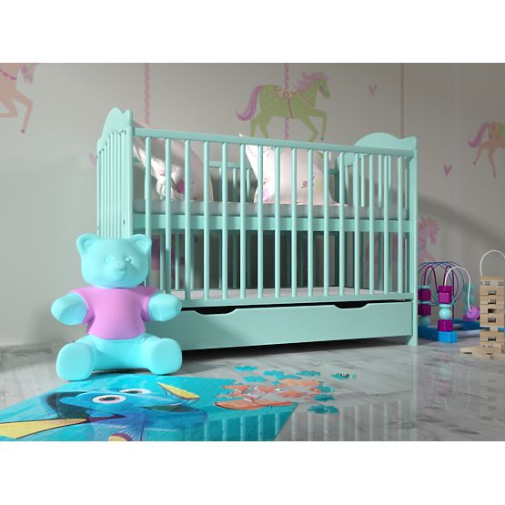 BAZAR Dětská postýlka Alek mátová bez úložného prostoru