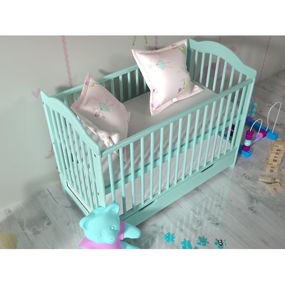 BAZAR Dětská postýlka Alek mátová bez úložného prostoru