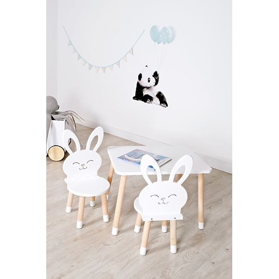 Bazar - Dětský stůl s židlemi - Králík - bílý