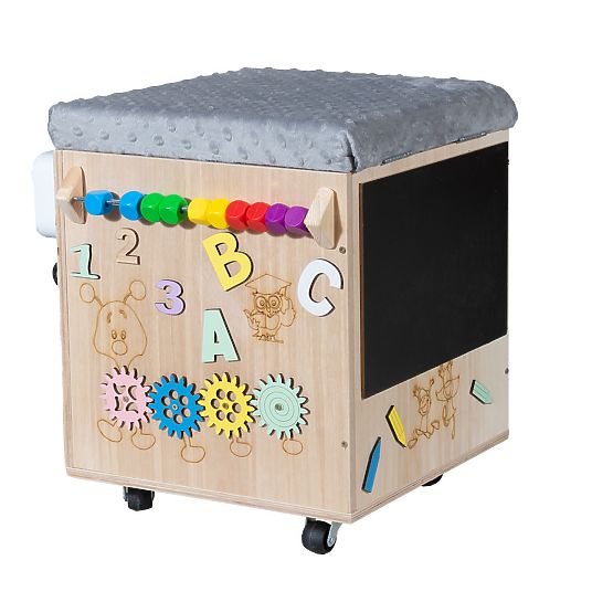 Bazar - Dřevěný Montessori Activity taburet - přírodní / šedý