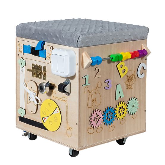 Bazar - Dřevěný Montessori Activity taburet - přírodní / šedý