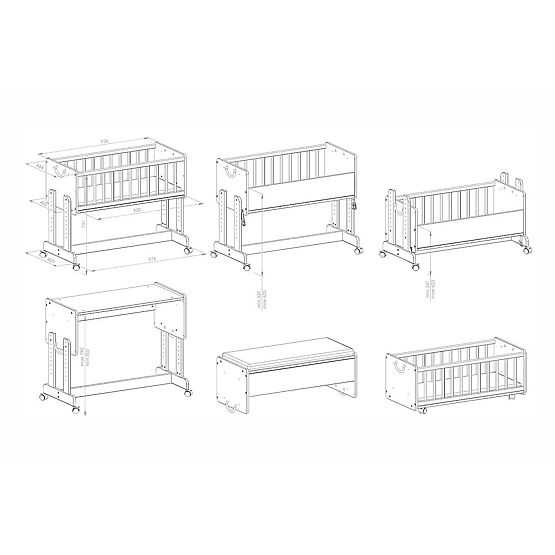 Bazar - Multifunkční postýlka LETO 90x40 cm 6v1- SCANDI