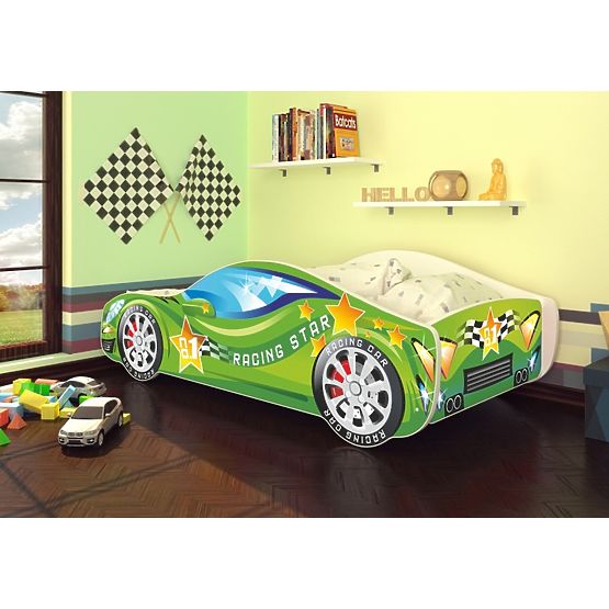 BAZAR Ourbaby dětská postel Autíčko zelené + matrace zdarma