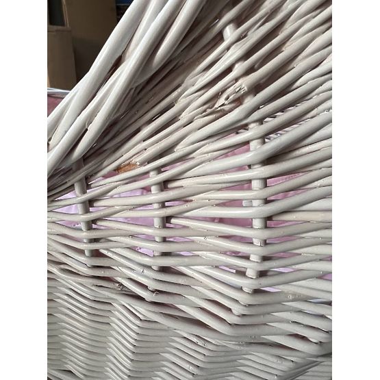 BAZAR - Proutěný kočárek pro panenky - bílo-růžový