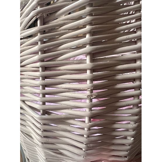 BAZAR - Proutěný kočárek pro panenky - bílo-růžový