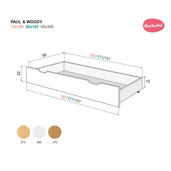 Bazar - Šuplík Paul -  přírodní