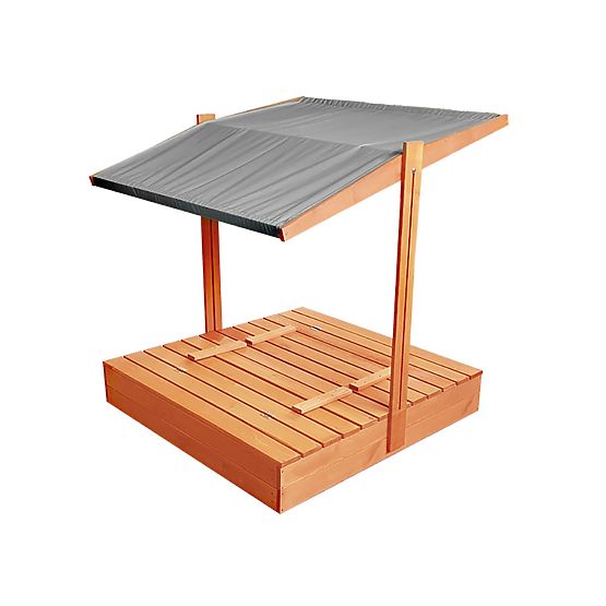 Bazar - Uzavíratelné pískoviště s lavičkami a stříškou 120 x 120 - šedá