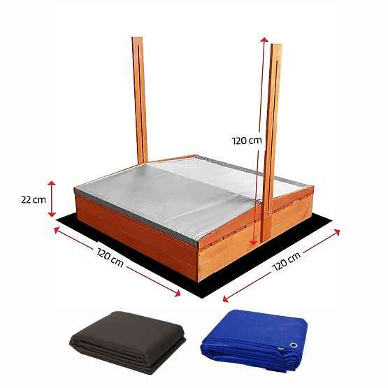 Bazar - Uzavíratelné pískoviště s lavičkami a stříškou 120 x 120 - šedá
