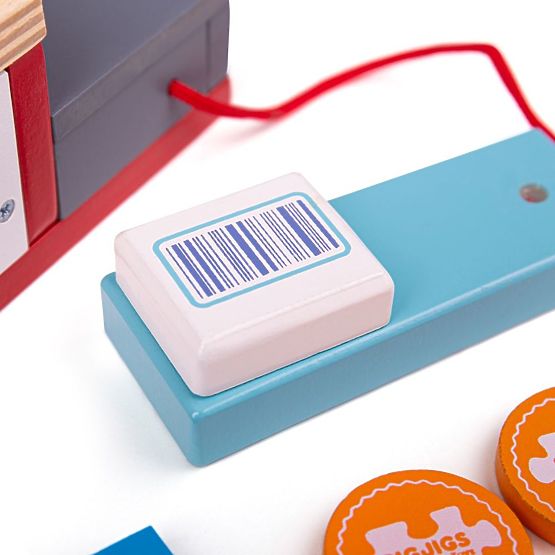 Bigjigs Toys Dřevěná pokladna červená