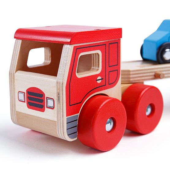 Bigjigs Toys Dřevěný kamion s auty