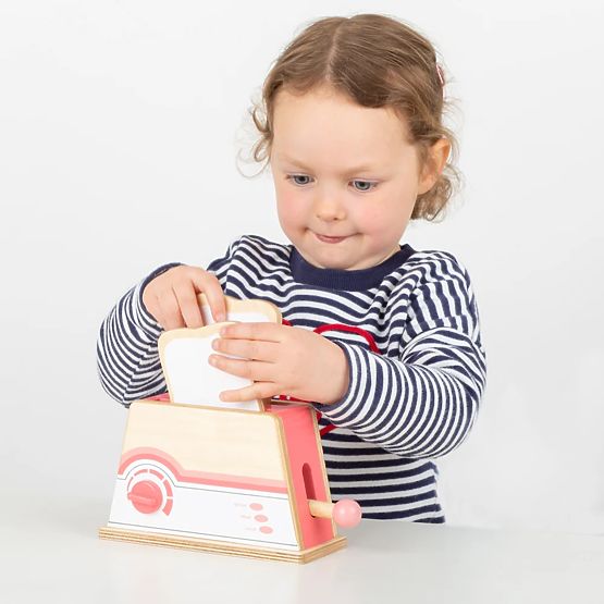 Bigjigs Toys Dřevěný toaster růžový