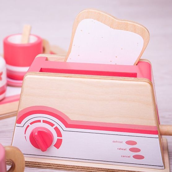 Bigjigs Toys Dřevěný toaster růžový - poškozený obal
