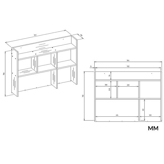 Biurko MIJAS Lewe Z Nadstawką Biel Mat 4 Szuflady 4 Półki Do Biura Pokoju