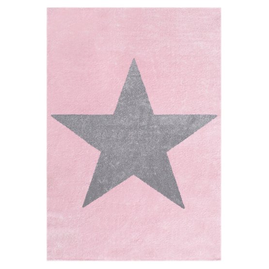 Dětský koberec STAR růžová/stříbrná-šedá