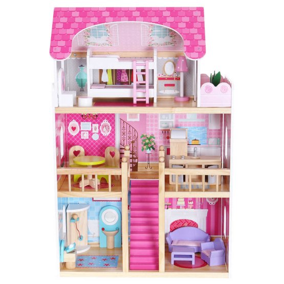 Dřevěný domeček pro panenky Růžová rezidence