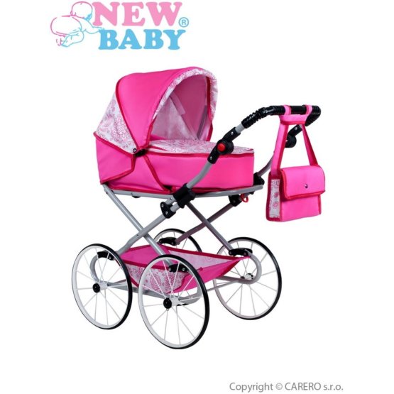 Dětský Retro kočárek pro panenky 2v1 New Baby Natálka růžový
