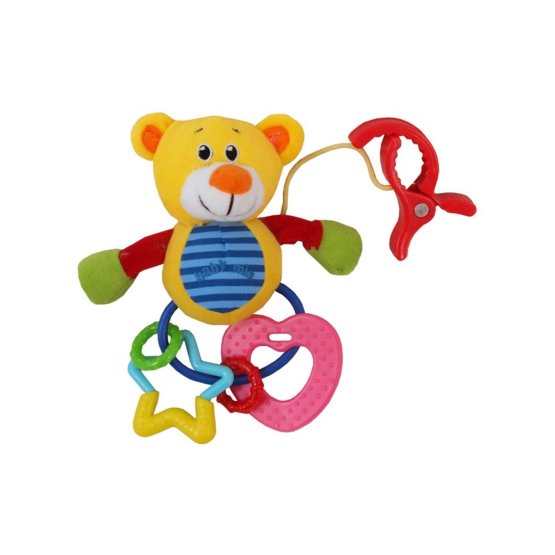 Plyšová hračka s chrastítkem Baby Mix medvěd Žlutá