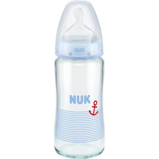 Skleněná kojenecká láhev NUK First Choice 240 ml modrá
