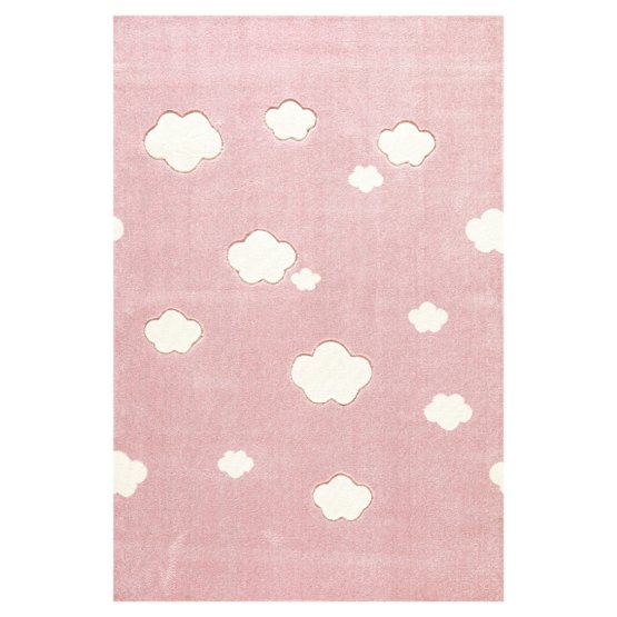 Dětský koberec mráčky růžovo-bílý
