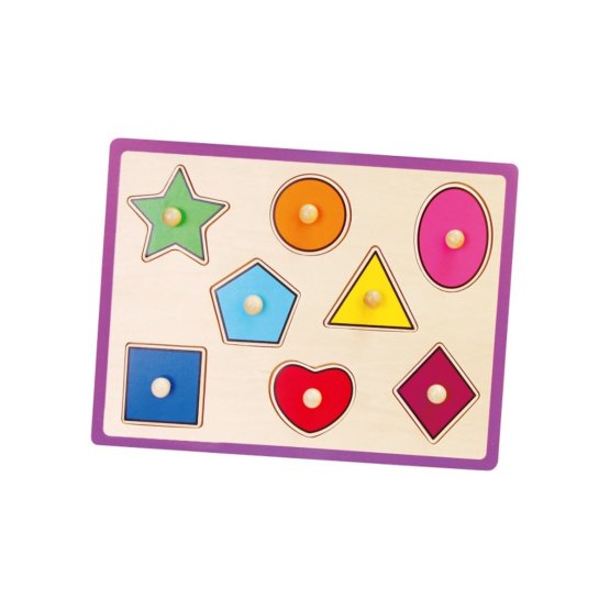 Dětské dřevěné puzzle s úchyty Viga geometrické tvary Multicolor