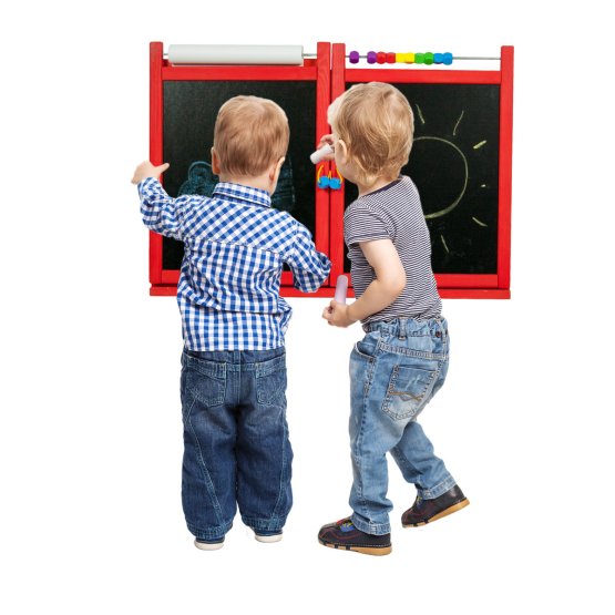 Dětská magnetická/křídová tabule na stěnu - červená