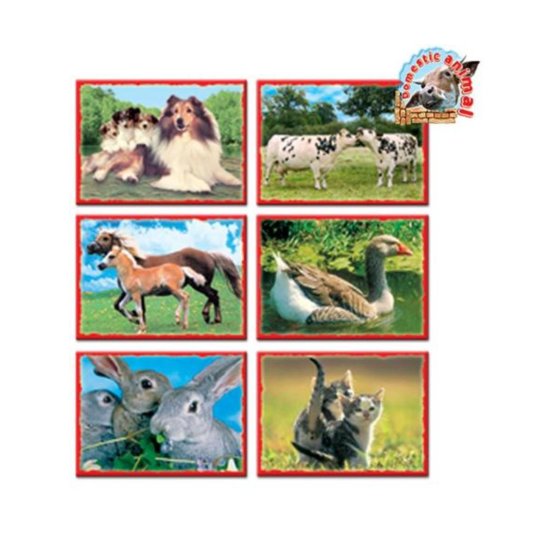 Skládací obrázkové kostky 12 ks domácí zvířátka Zelená
